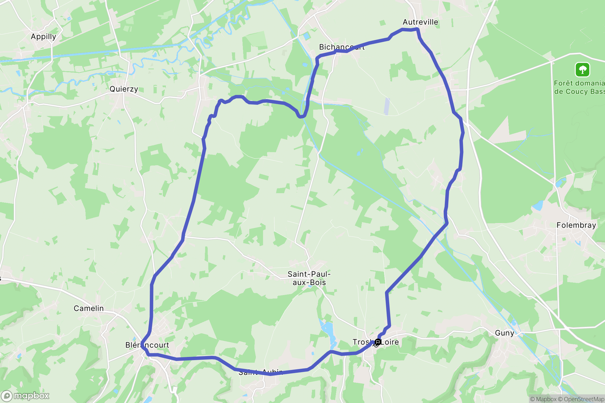 Trosly-Loire : carte du parcours de randonnée - France