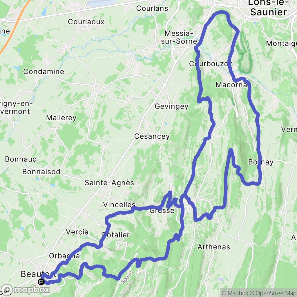 Beaufort-Orbagna : carte du parcours de randonnée - France