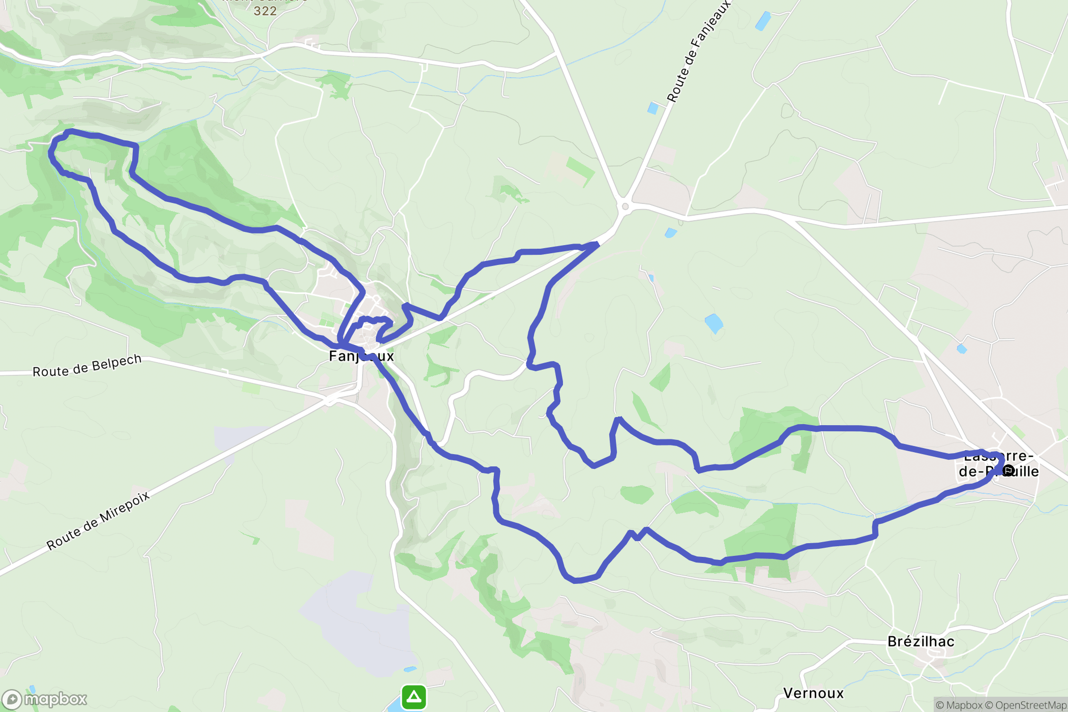 Lasserre-de-Prouille : carte du parcours de randonnée - France