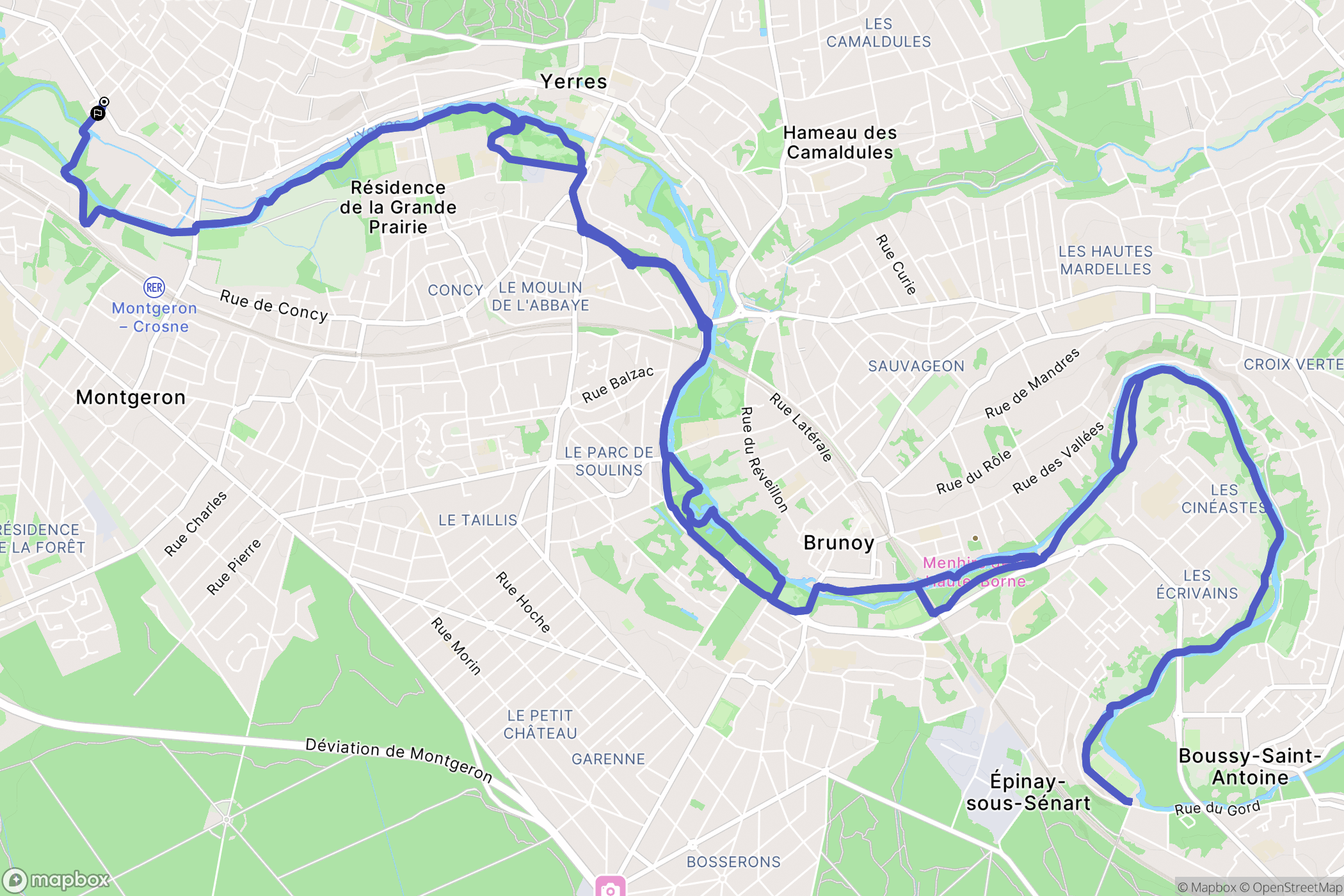 Crosne : carte du parcours de randonnée - France