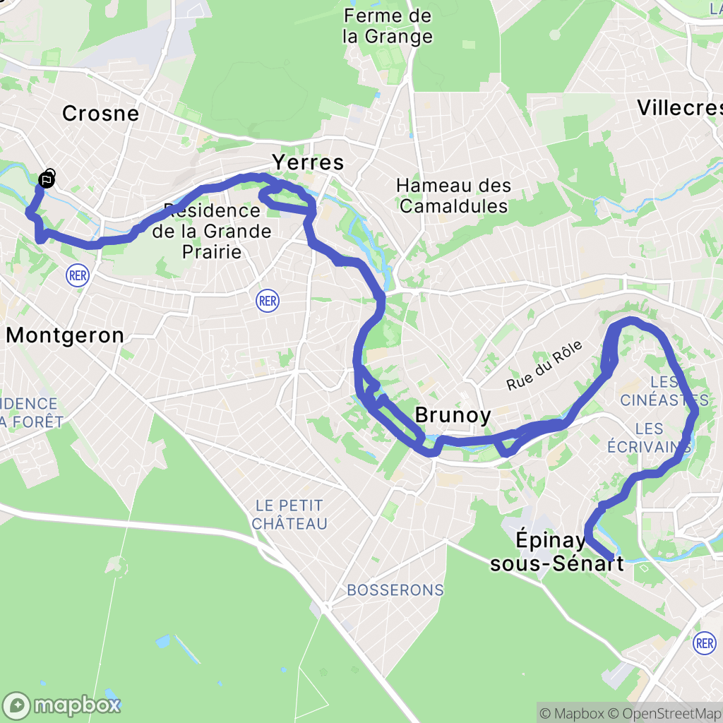 Crosne : carte du parcours de randonnée - France