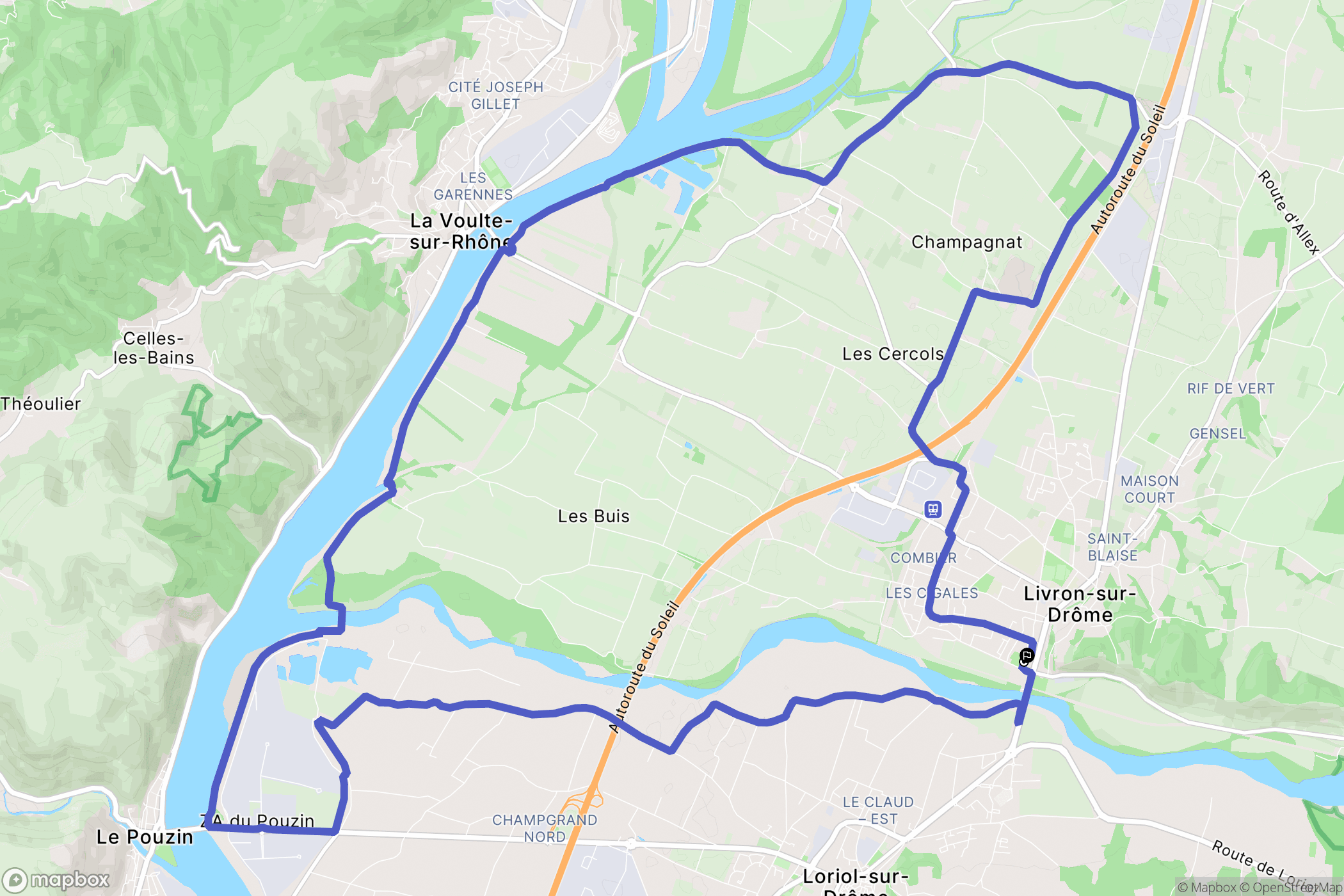 Livron-sur-Drôme : carte du parcours de randonnée - France