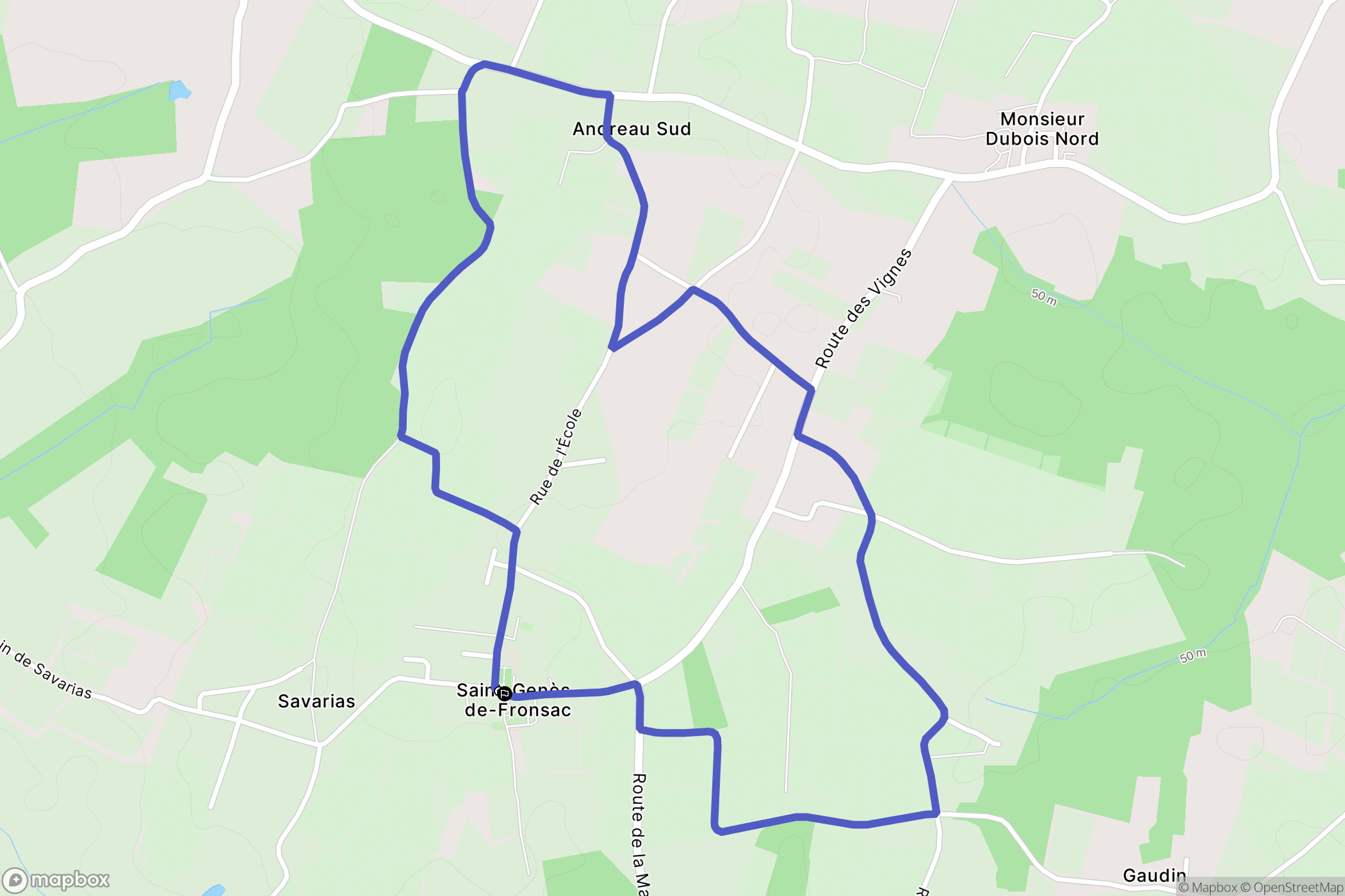 Saint-Gènes-de-Fronsac : carte du parcours de randonnée - France