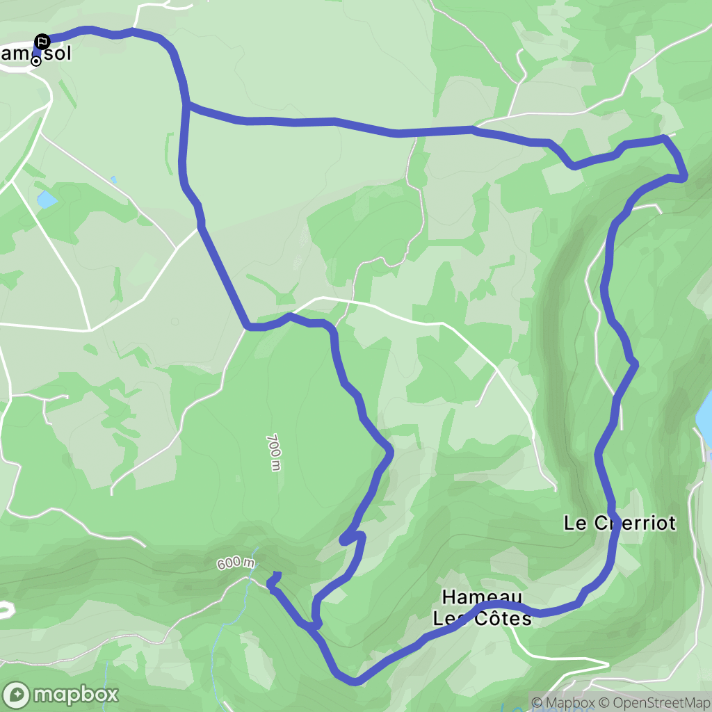 Chamesol : carte du parcours de randonnée - France