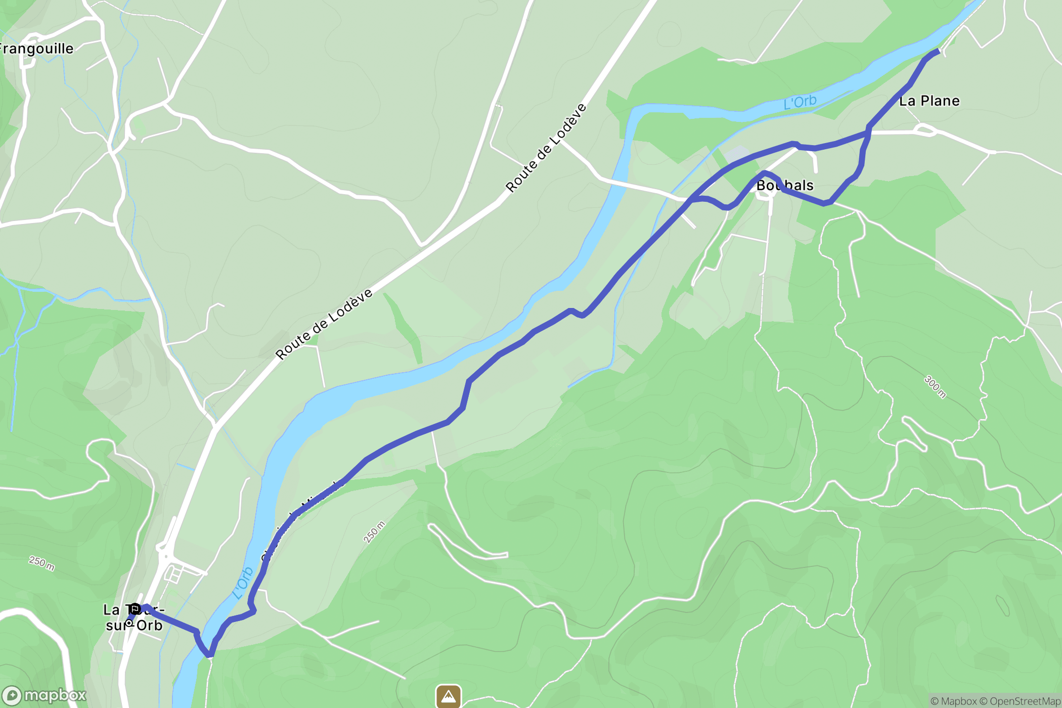 La Tour-sur-Orb : carte du parcours de randonnée - France