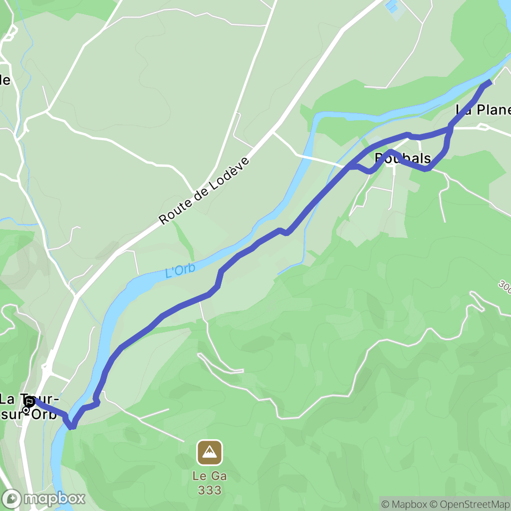 La Tour-sur-Orb : carte du parcours de randonnée - France