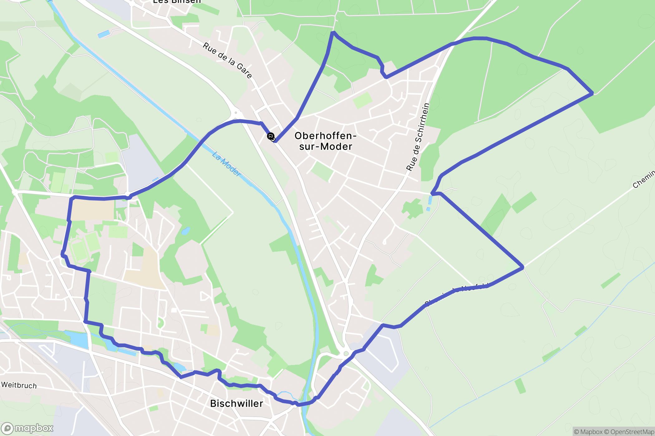 Oberhoffen : carte du parcours de randonnée - France