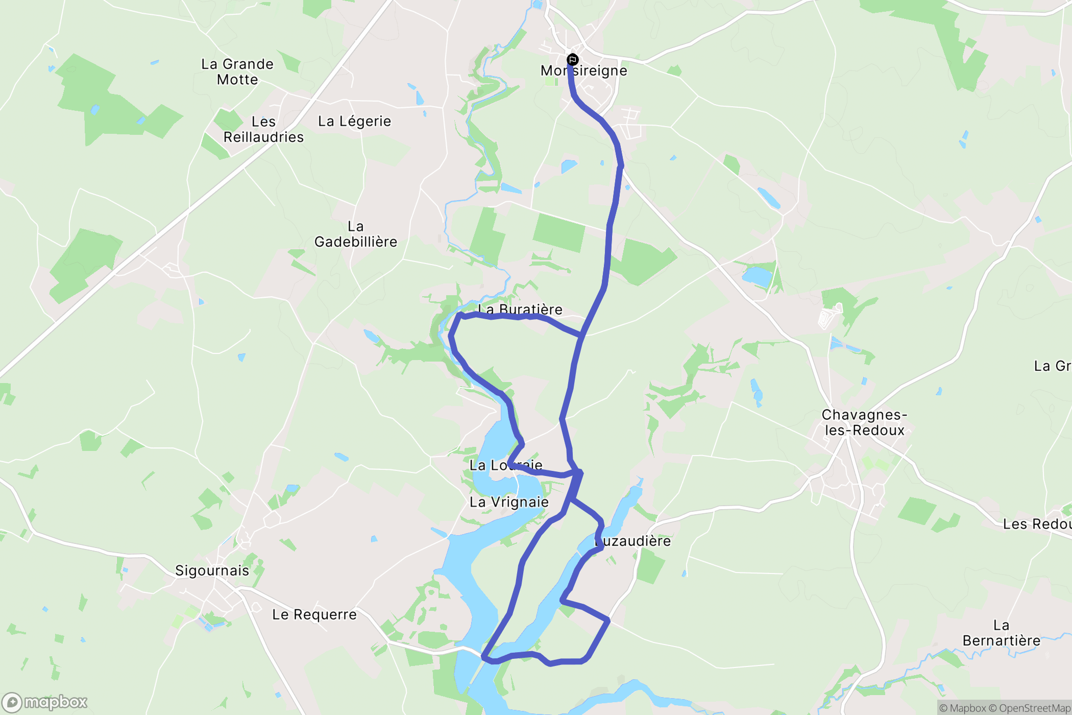 Monsireigne : carte du parcours de randonnée - France