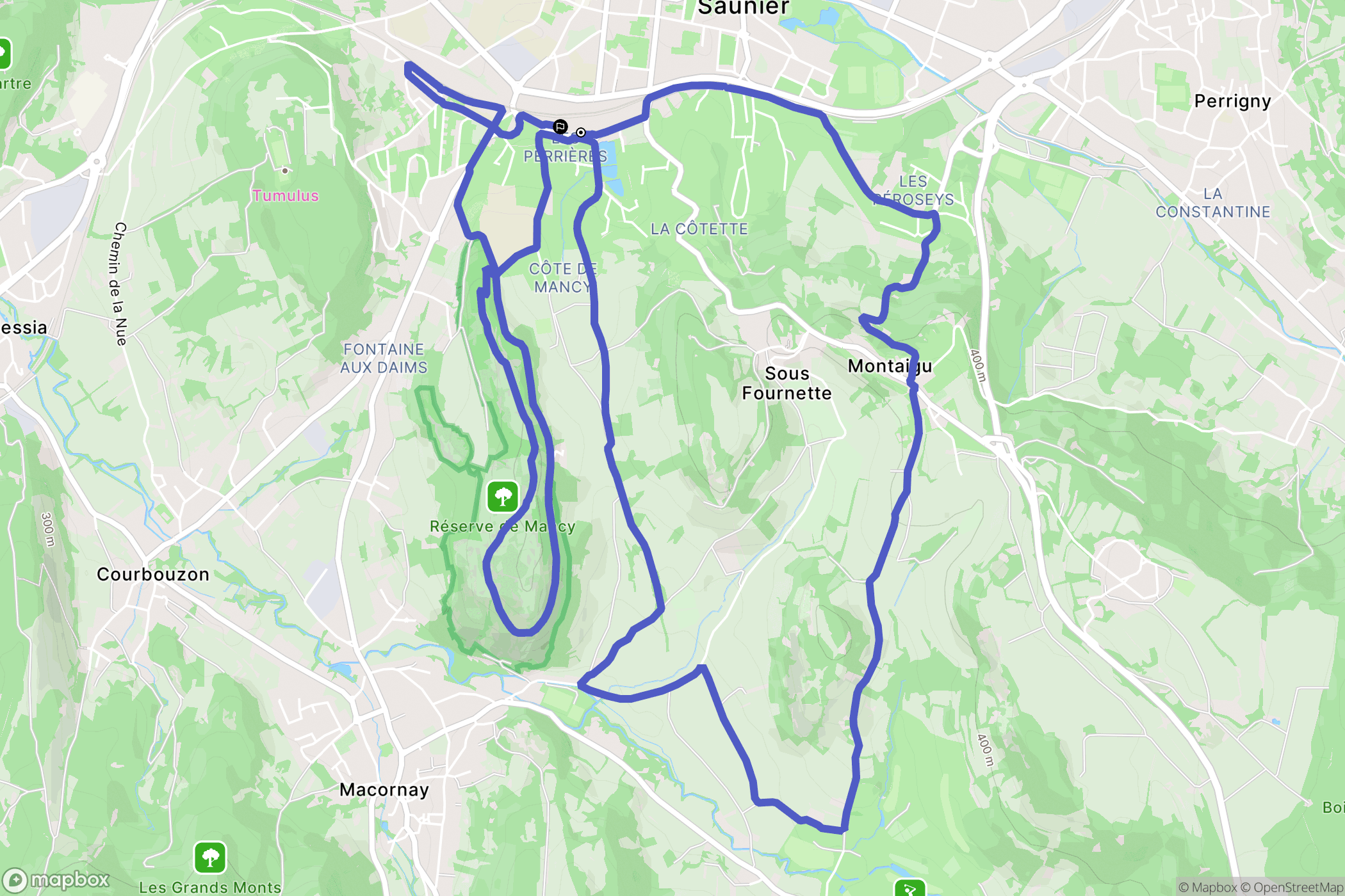 Lons-le-Saunier : carte du parcours de randonnée - France