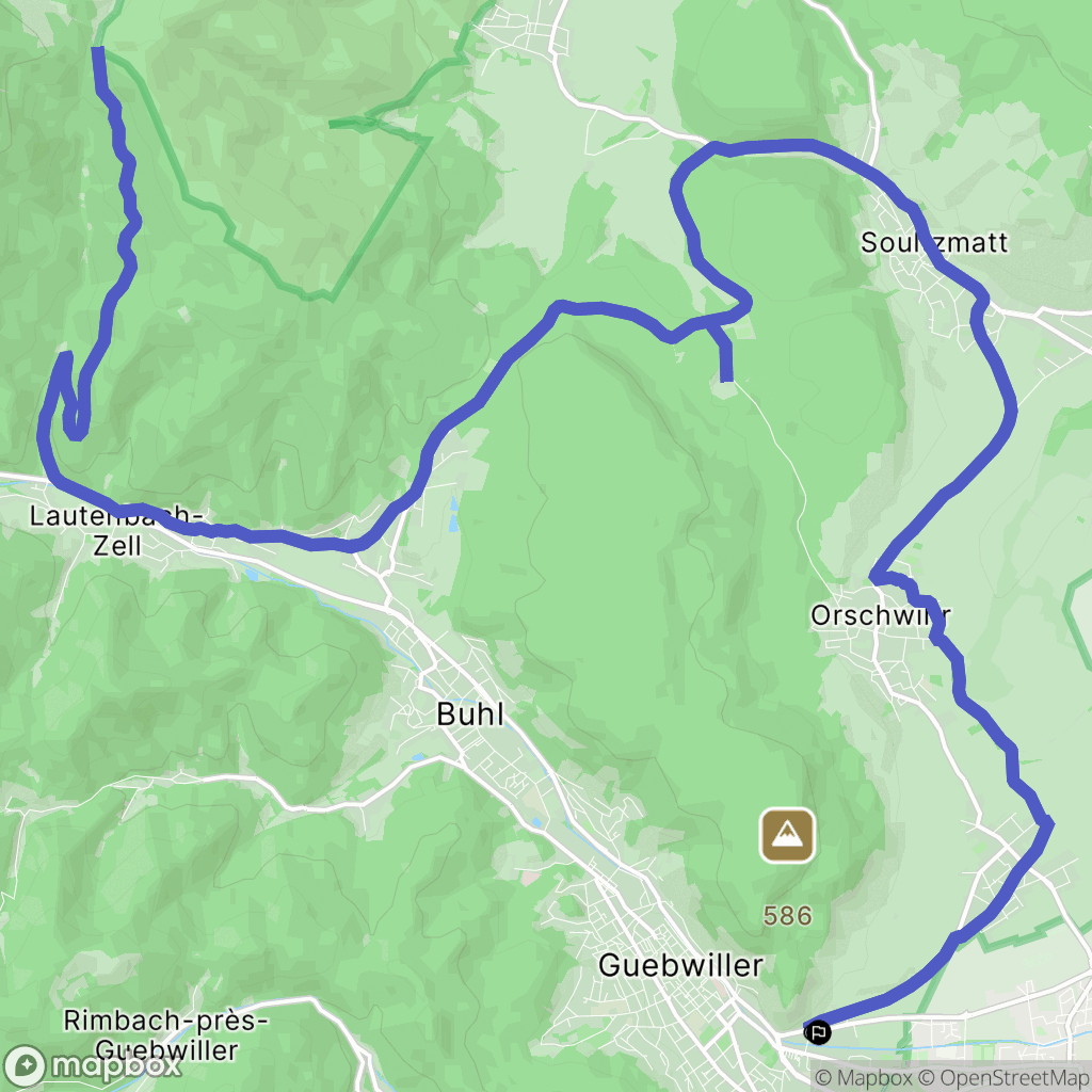 Guebwiller : carte du parcours de randonnée - France