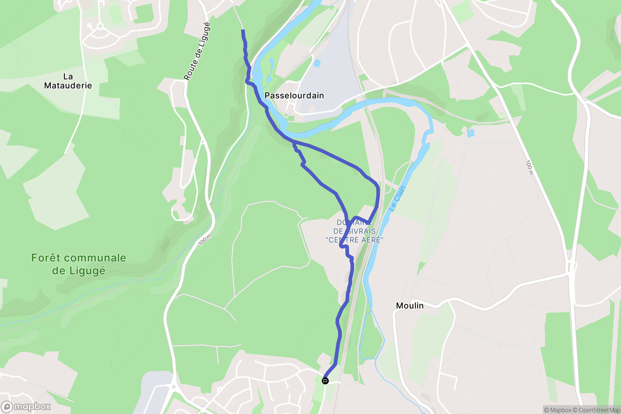 Ligugé : carte du parcours de randonnée - France