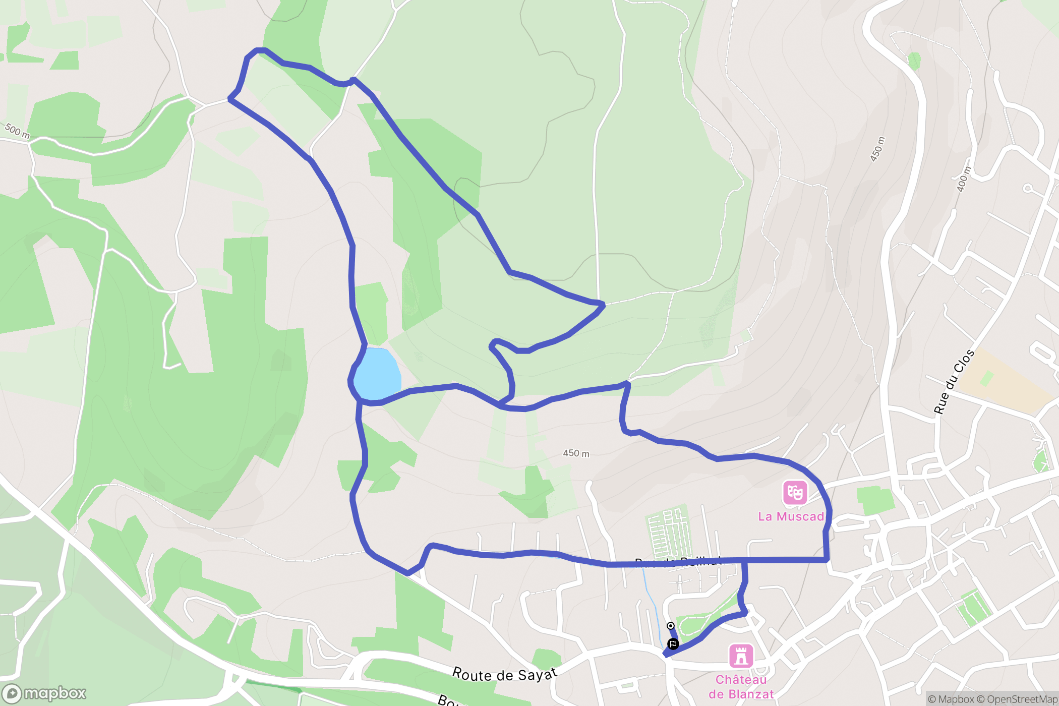 Blanzat : carte du parcours de randonnée - France