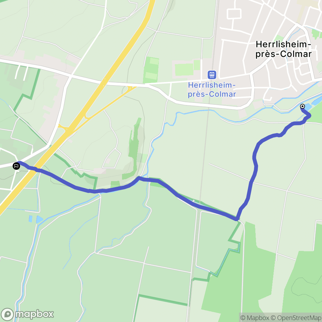Herrlisheim-prés-Colmar : carte du parcours de randonnée - France