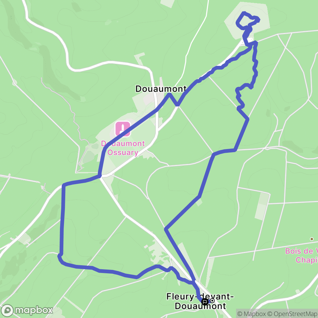 Fleury-devant-Douaumont : carte du parcours de randonnée - France