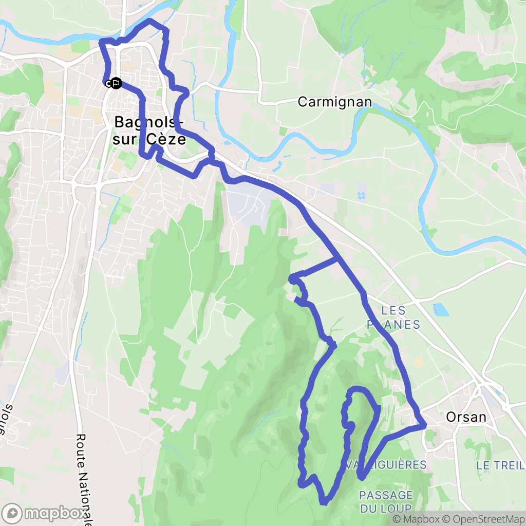 Bagnols-sur-Cèze : carte du parcours de randonnée - France