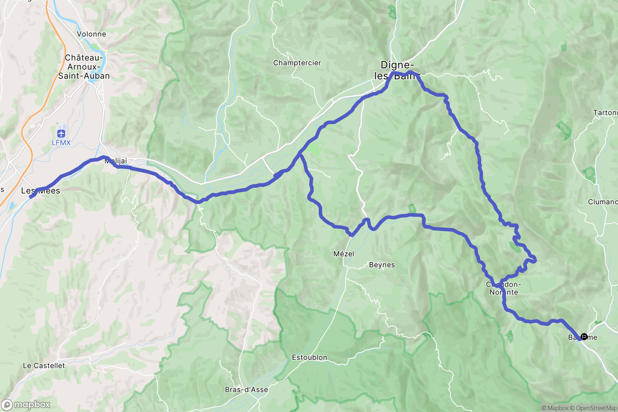 Barrême : carte du parcours de randonnée - France