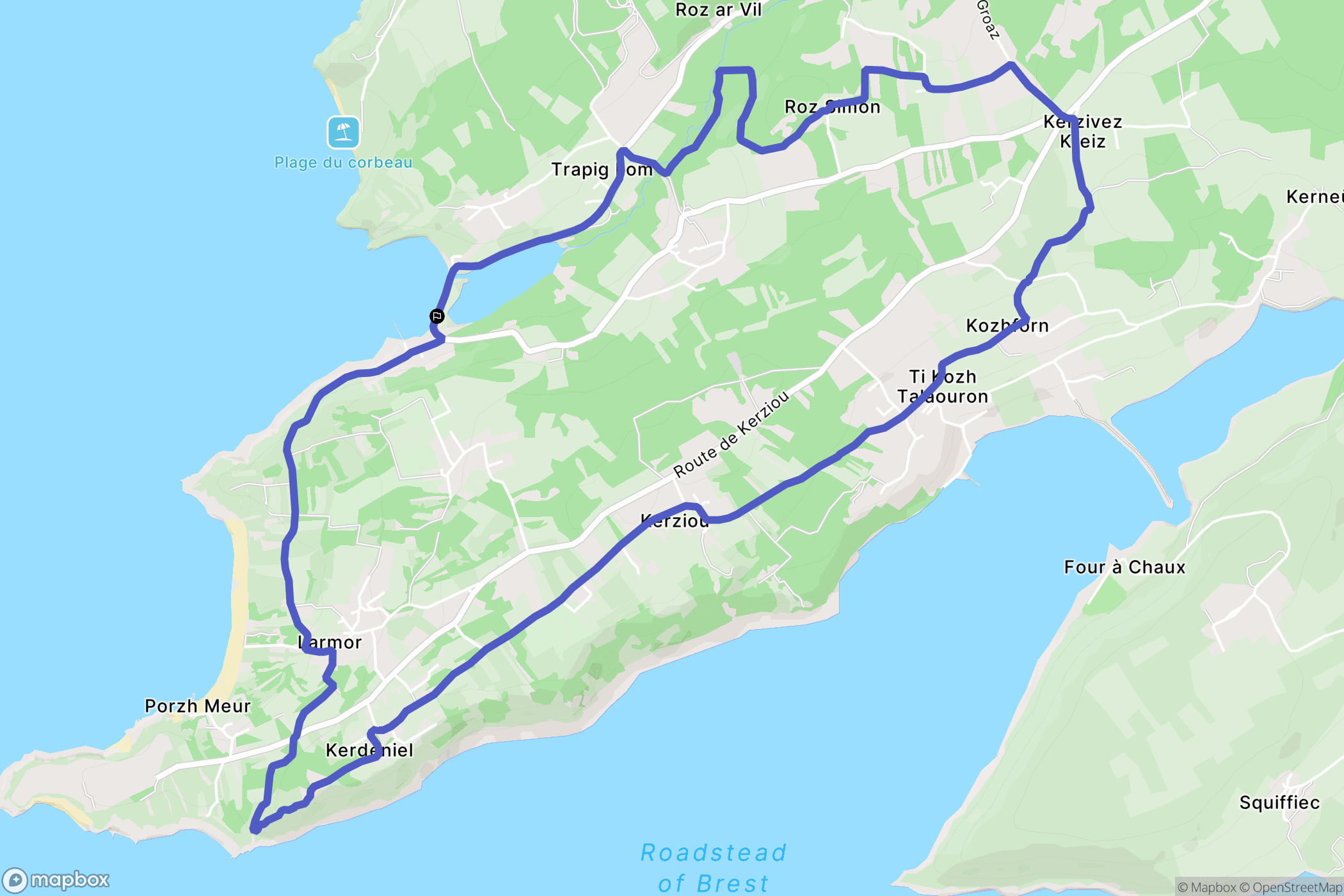 Plougastel-Daoulas : carte du parcours de randonnée - France