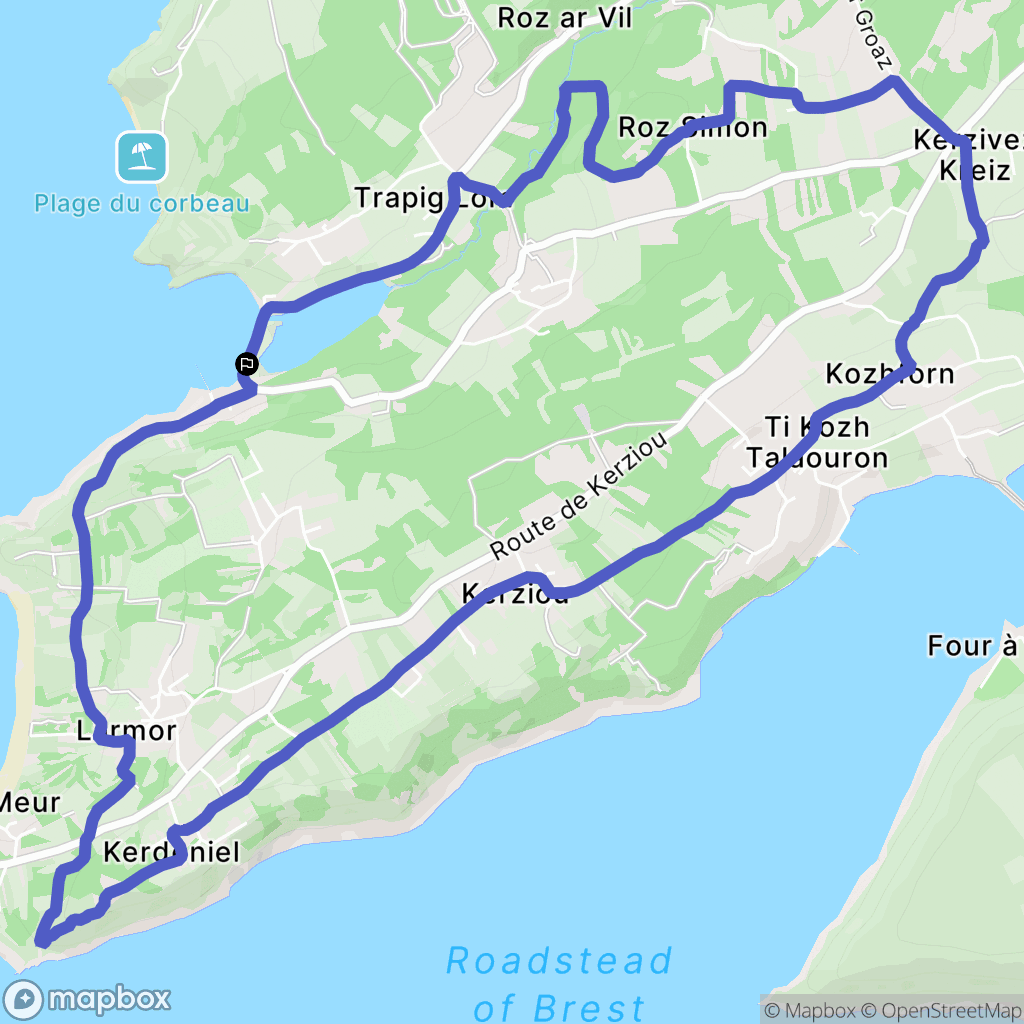 Plougastel-Daoulas : carte du parcours de randonnée - France