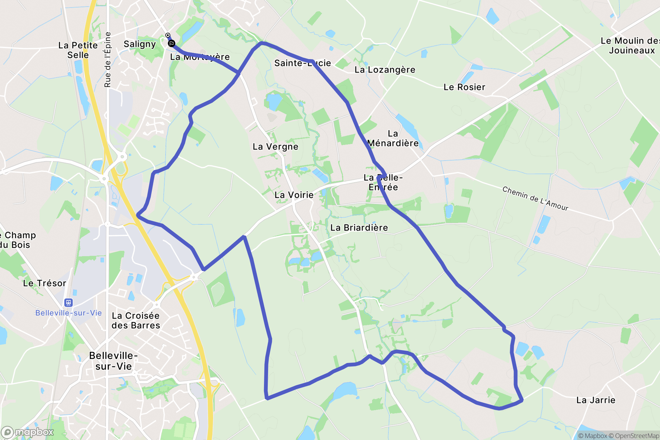 Bellevigny : carte du parcours de randonnée - France