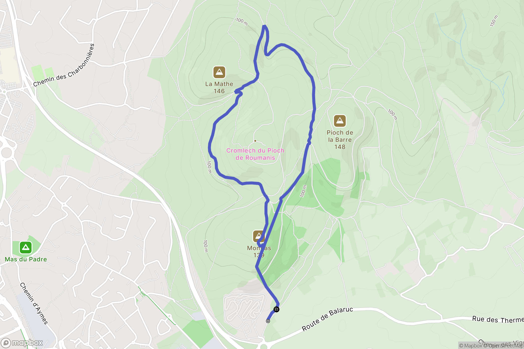 Frontignan : carte du parcours de randonnée - France