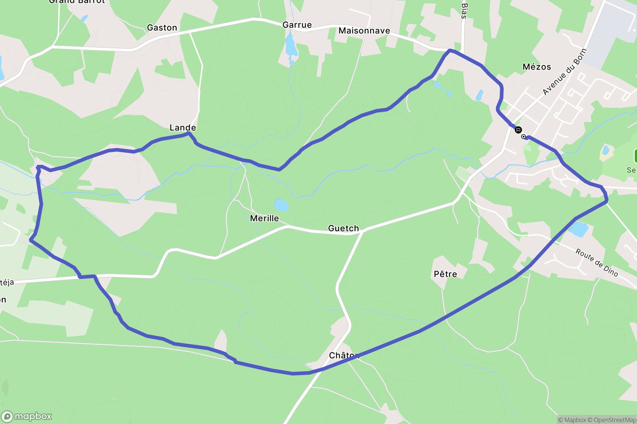 Mézos : carte du parcours de randonnée - France