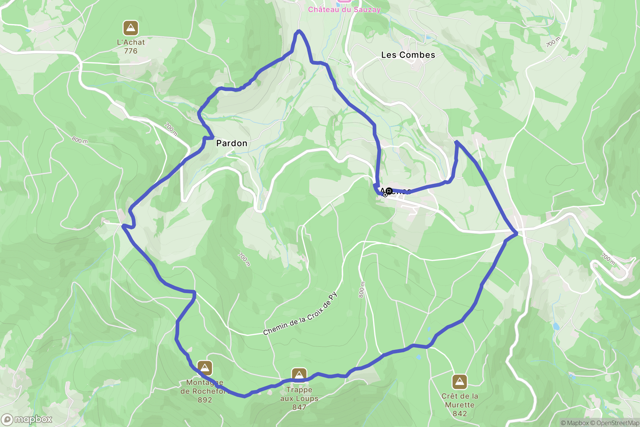 Deux-Grosnes : carte du parcours de randonnée - France