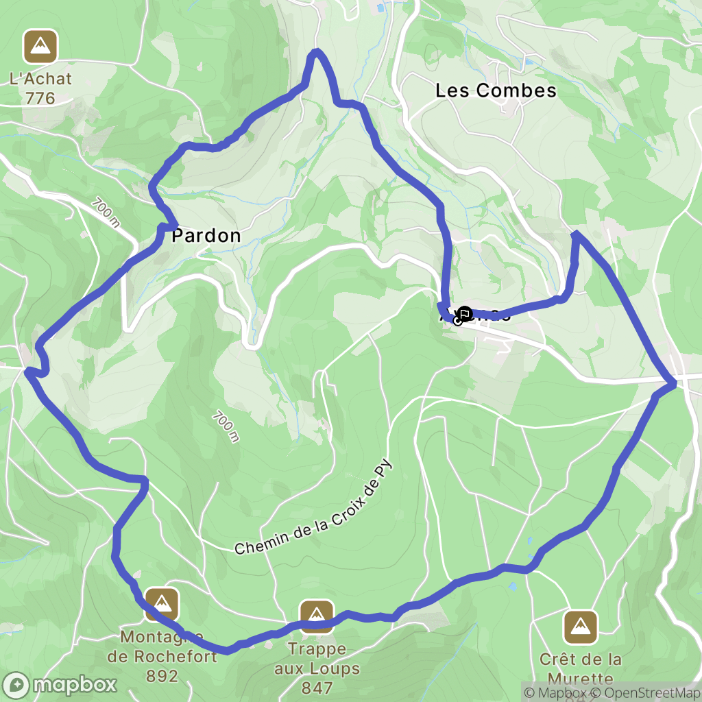 Deux-Grosnes : carte du parcours de randonnée - France