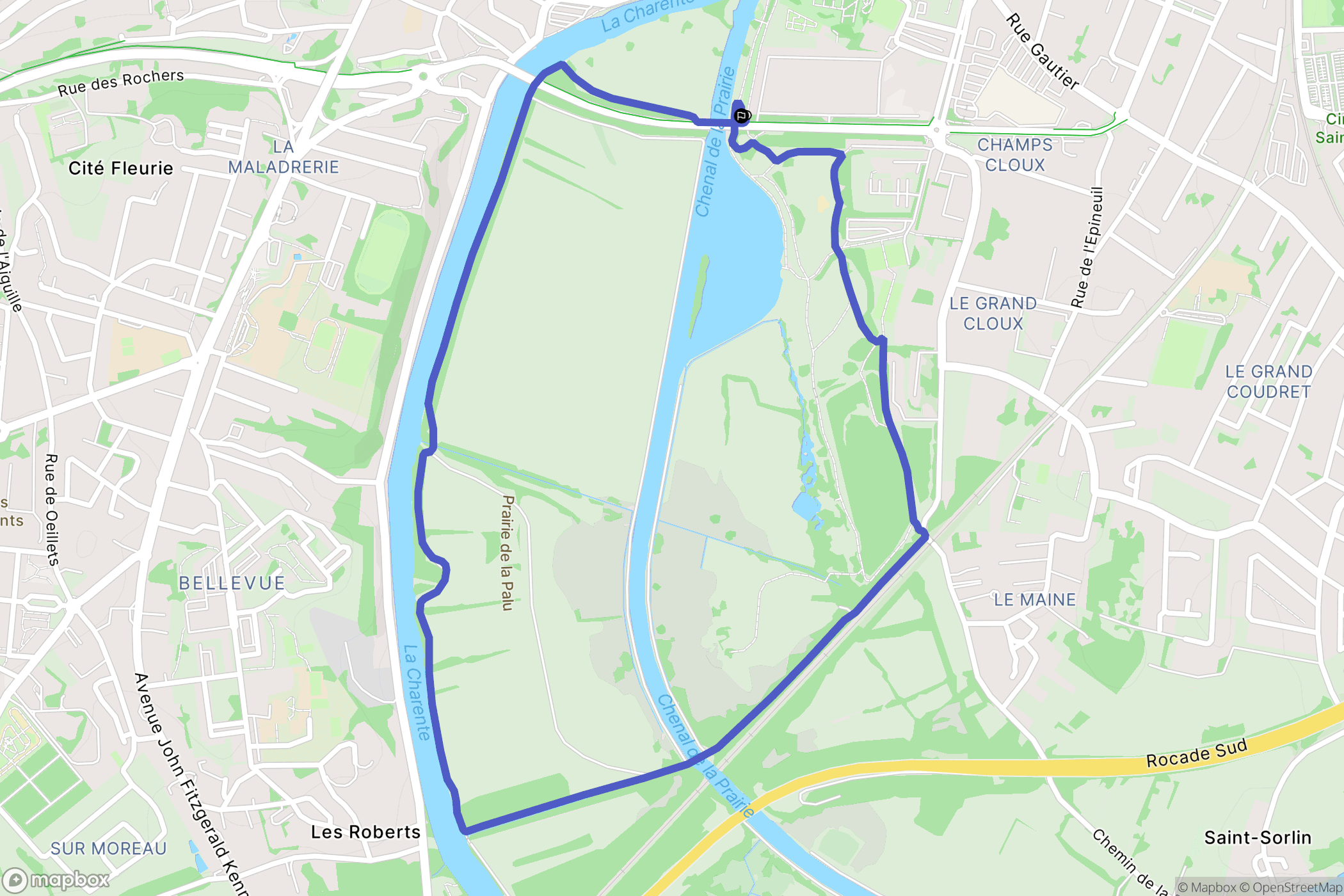 Saintes : carte du parcours de randonnée - France