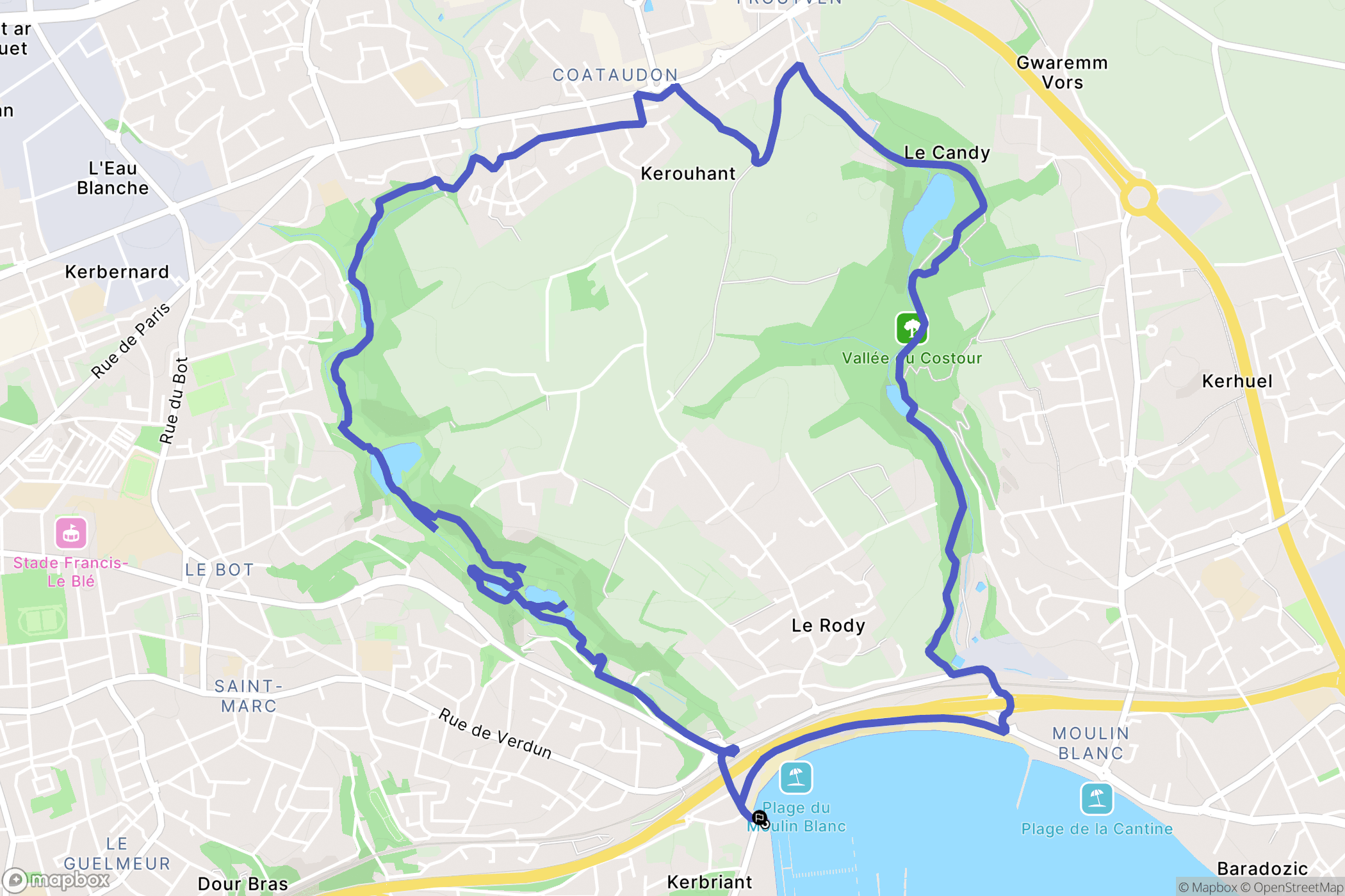 Brest : carte du parcours de randonnée - France