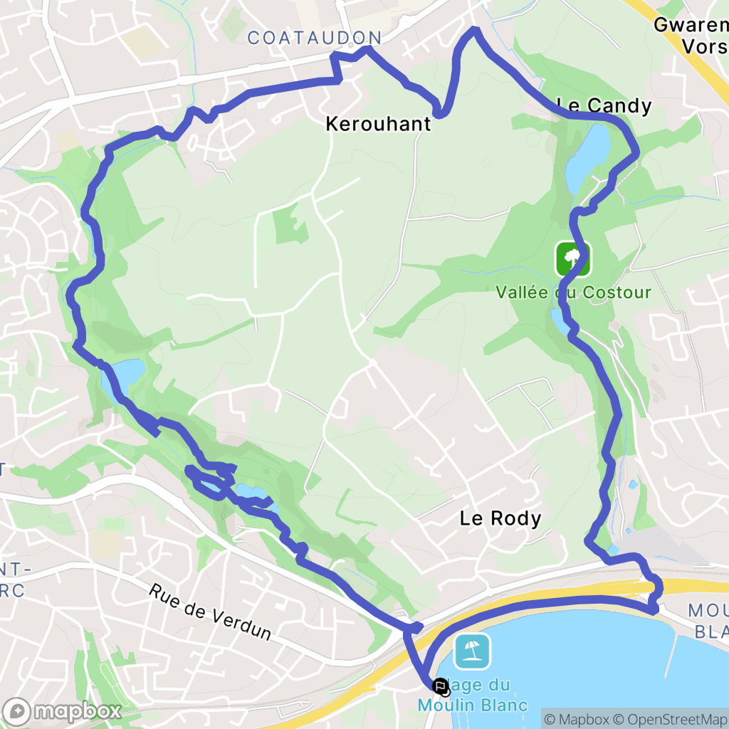 Brest : carte du parcours de randonnée - France