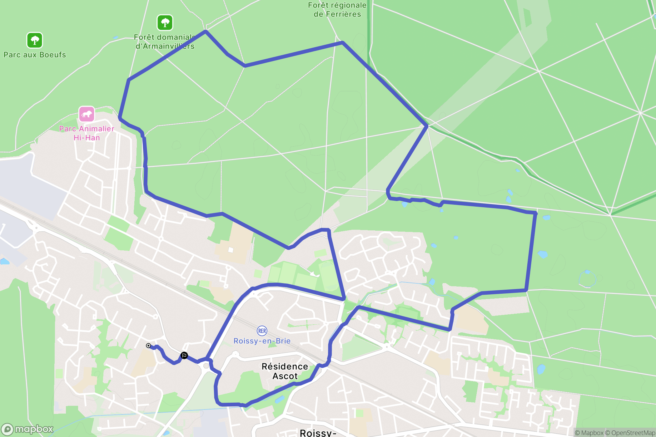 Roissy-en-Brie : carte du parcours de randonnée - France
