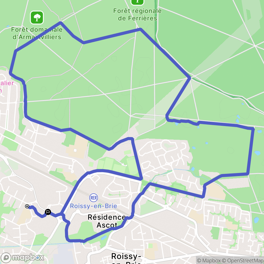 Roissy-en-Brie : carte du parcours de randonnée - France