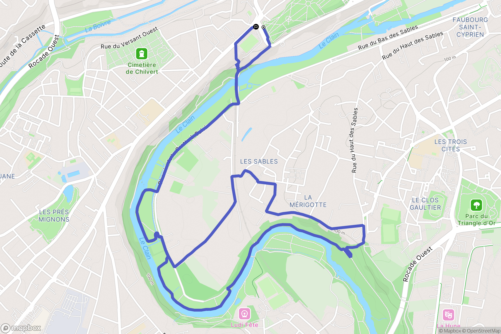 Poitiers : carte du parcours de randonnée - France
