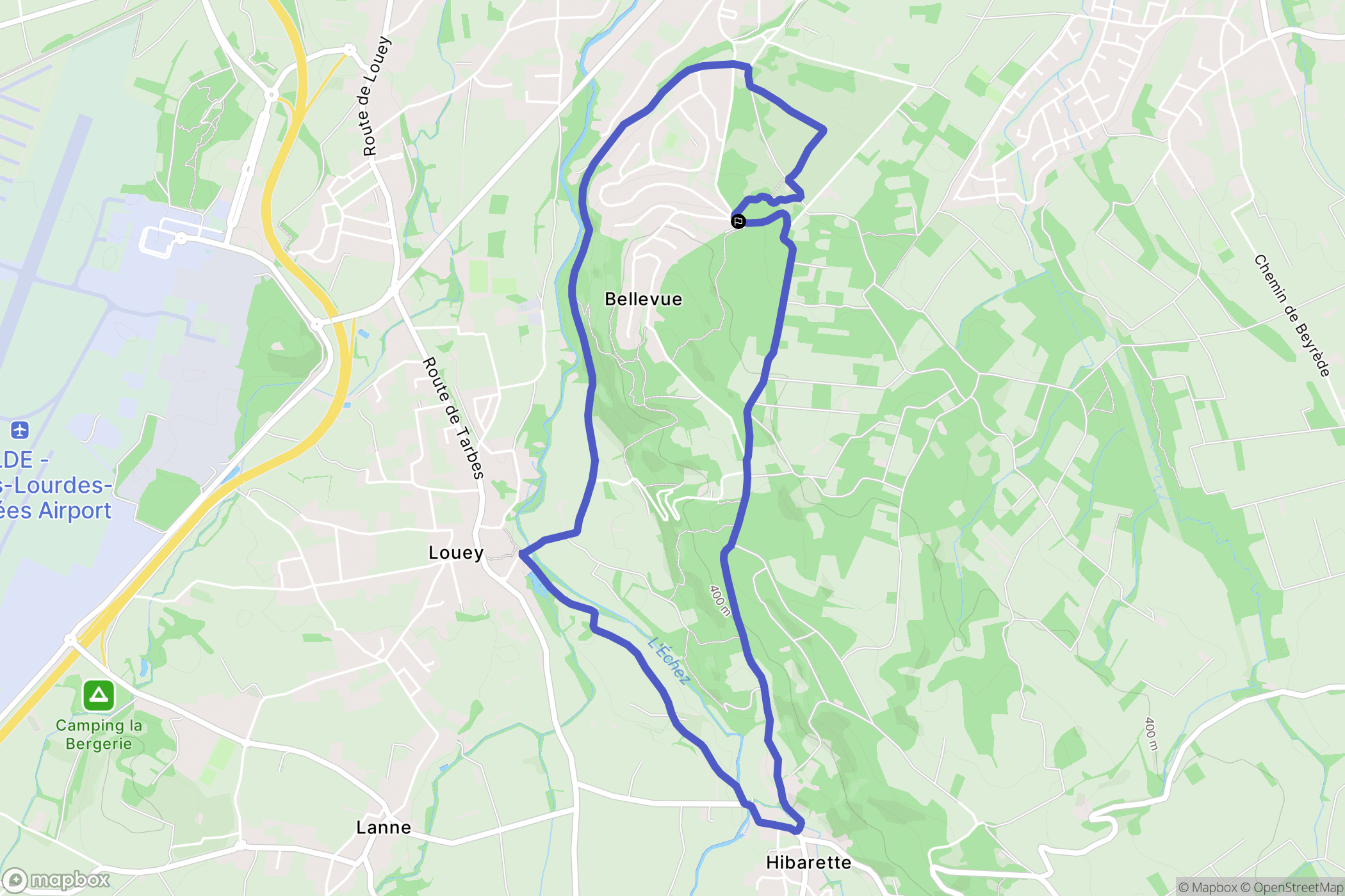 Louey : carte du parcours de randonnée - France