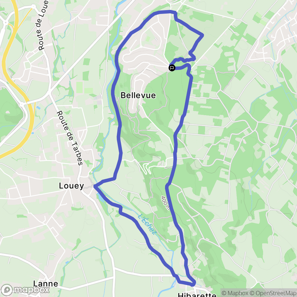 Louey : carte du parcours de randonnée - France