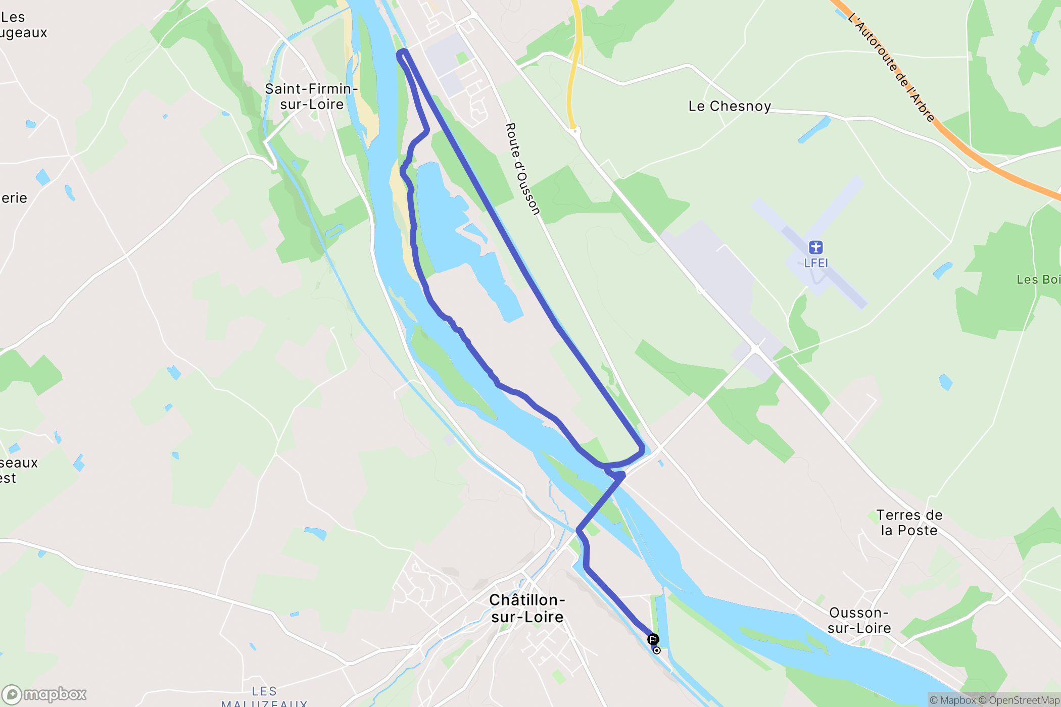 Châtillon-sur-Loire : carte du parcours de randonnée - France