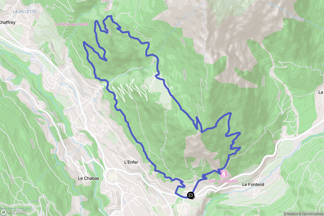 Briançon : carte du parcours de randonnée - France