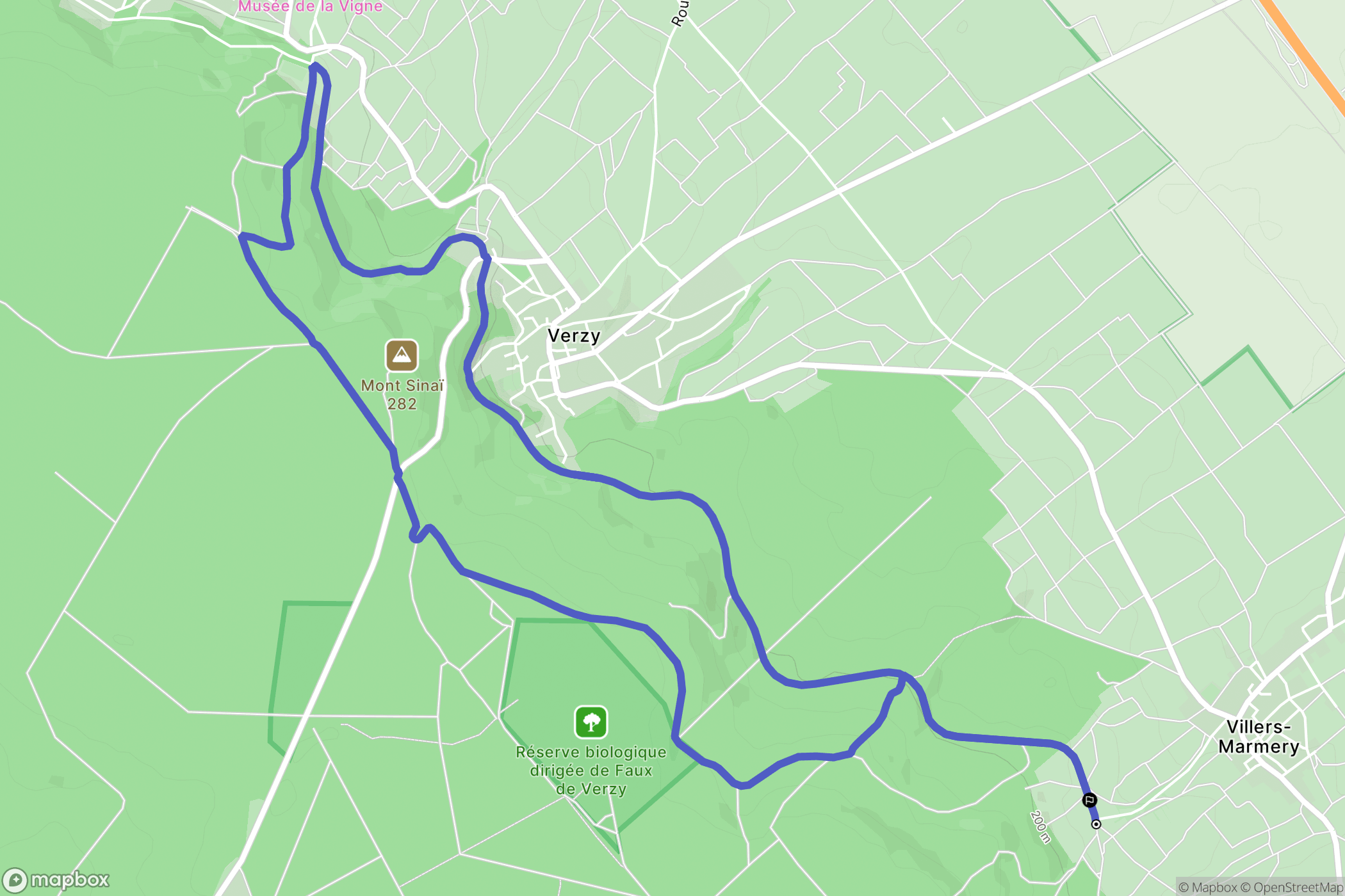 Villers-Marmery : carte du parcours de randonnée - France