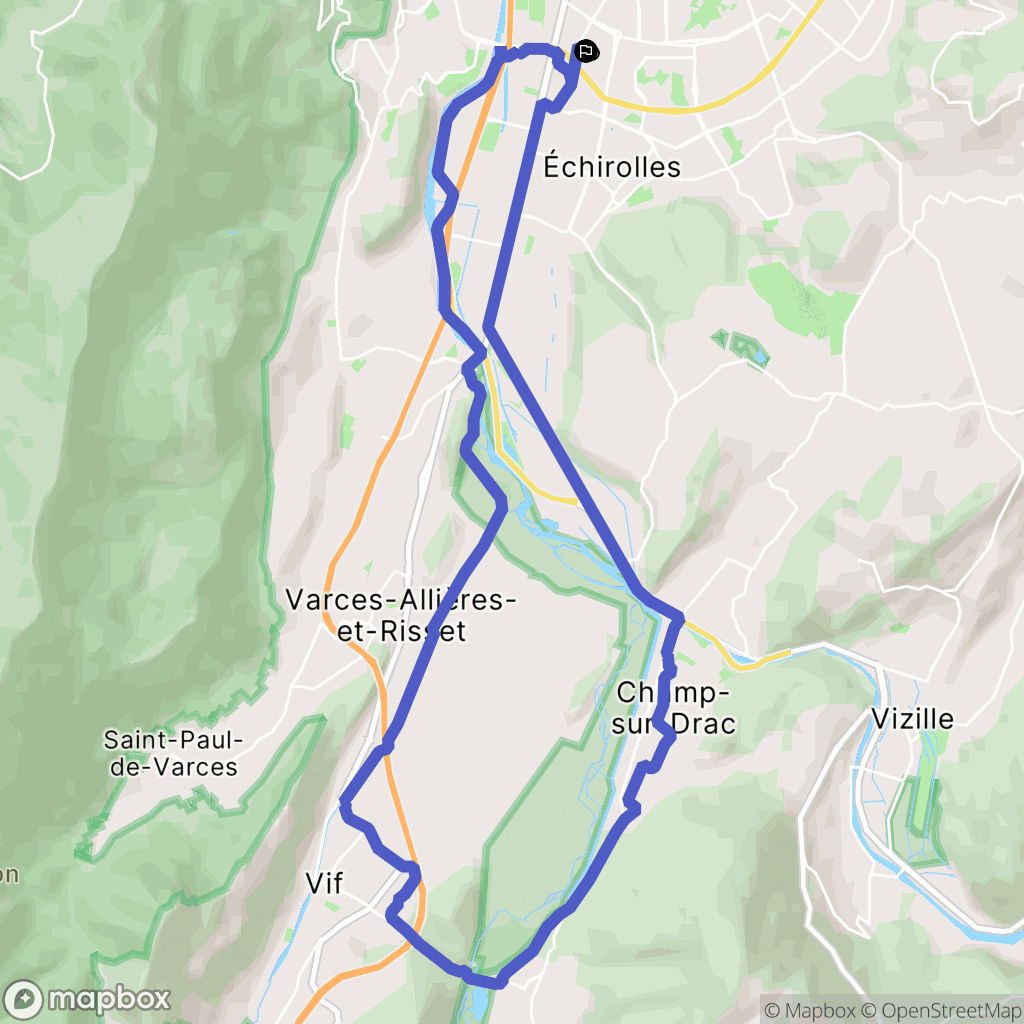 Échirolles : carte du parcours de randonnée - France