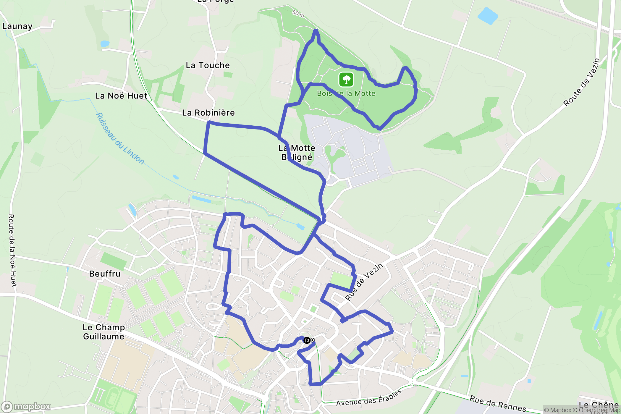 Le Rheu : carte du parcours de randonnée - France