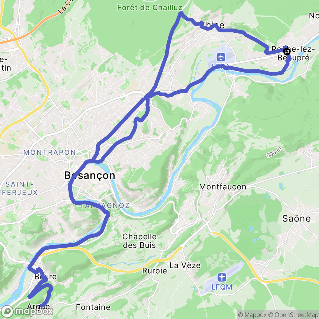 Roche-lez-Beaupré : carte du parcours de randonnée - France