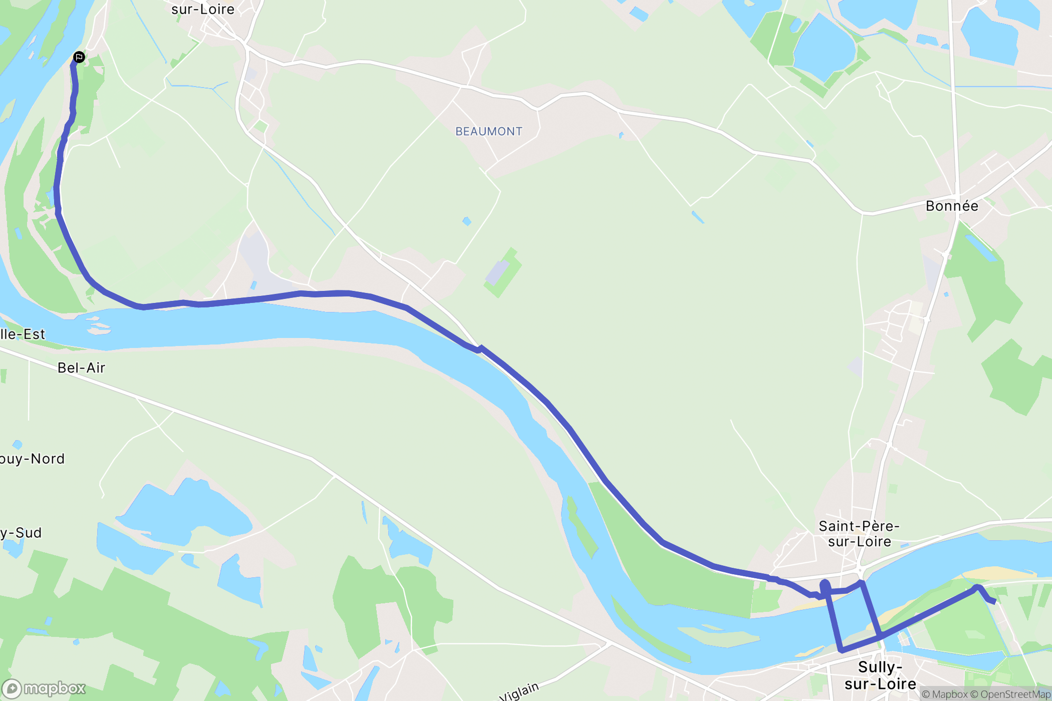 Saint Benoit sur Loire : carte du parcours de randonnée - France