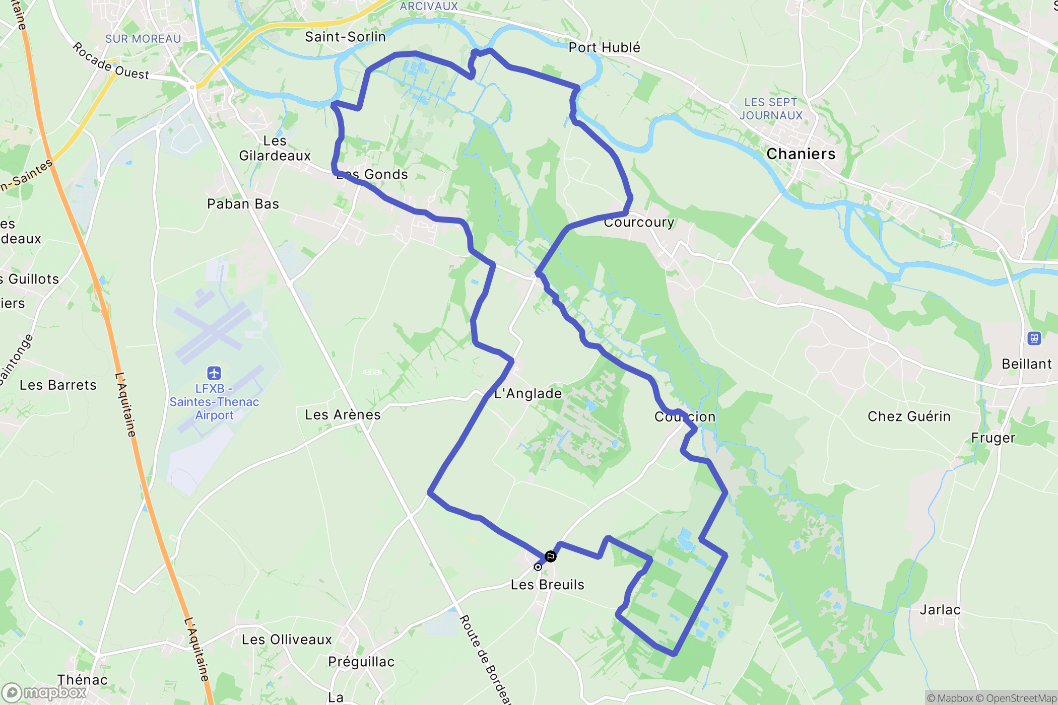 Berneuil : carte du parcours de randonnée - France