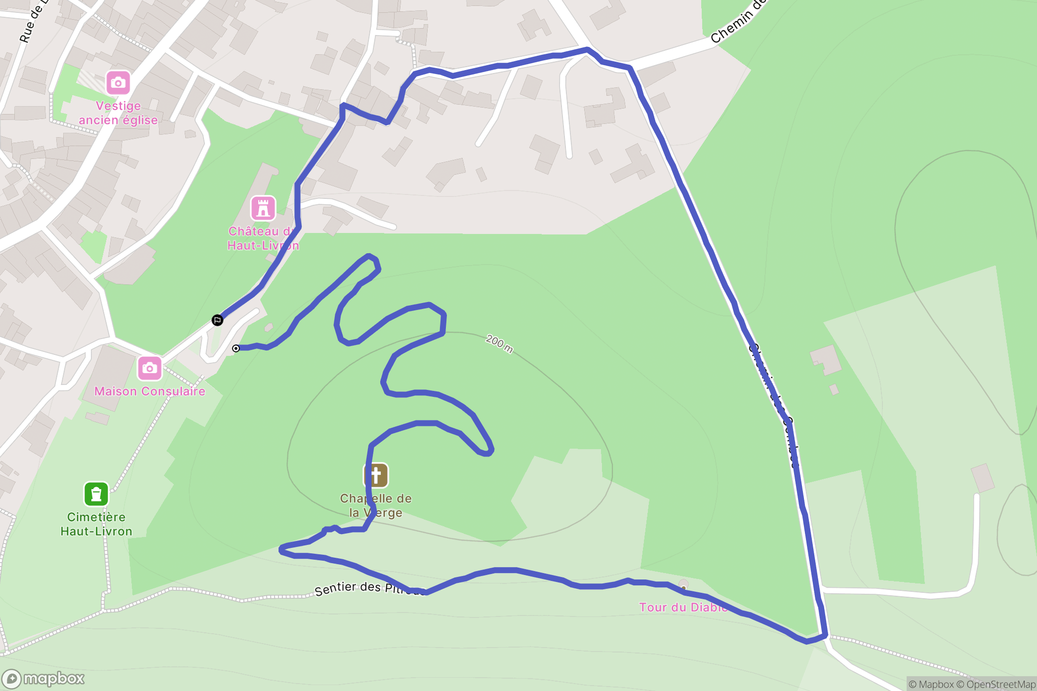 Livron-sur-Drôme : carte du parcours de randonnée - France