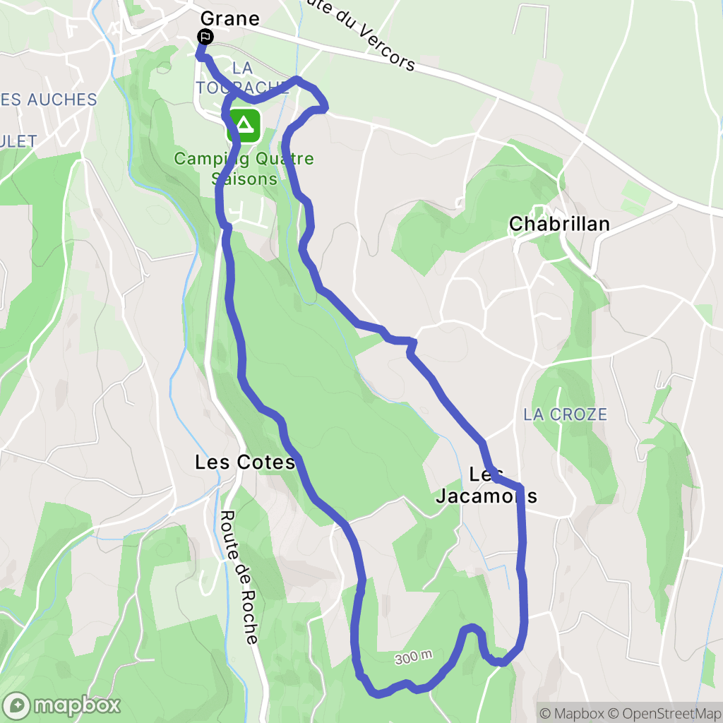 Grane : carte du parcours de randonnée - France