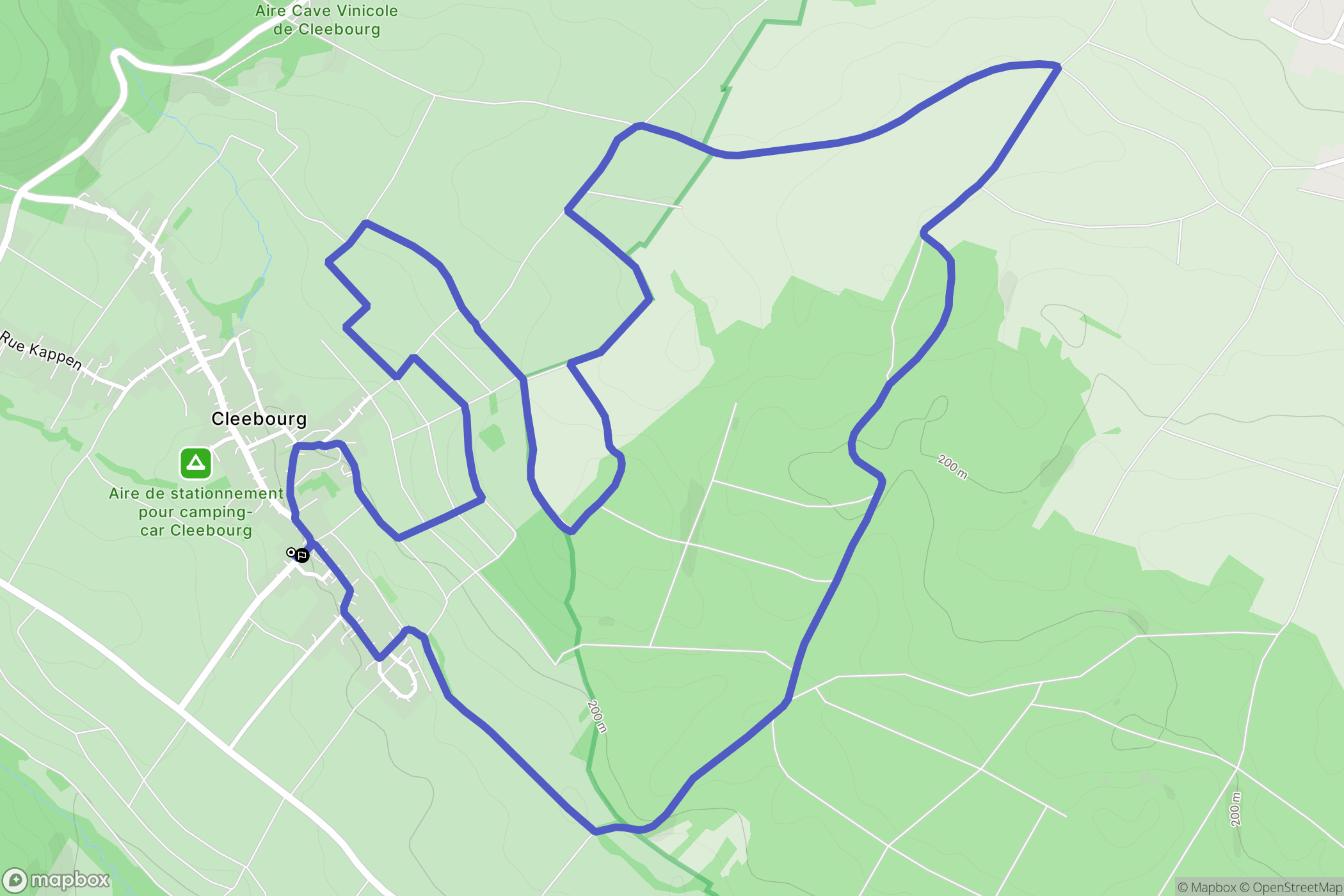 Cleebourg : carte du parcours de randonnée - France