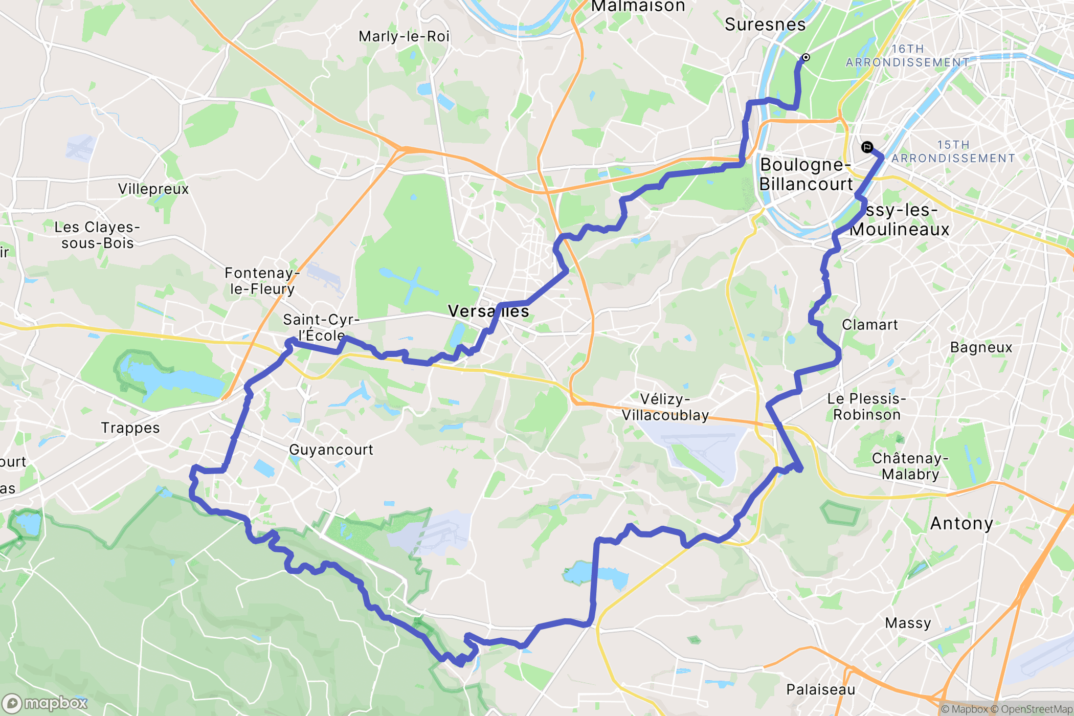 Paris : carte du parcours de randonnée - France