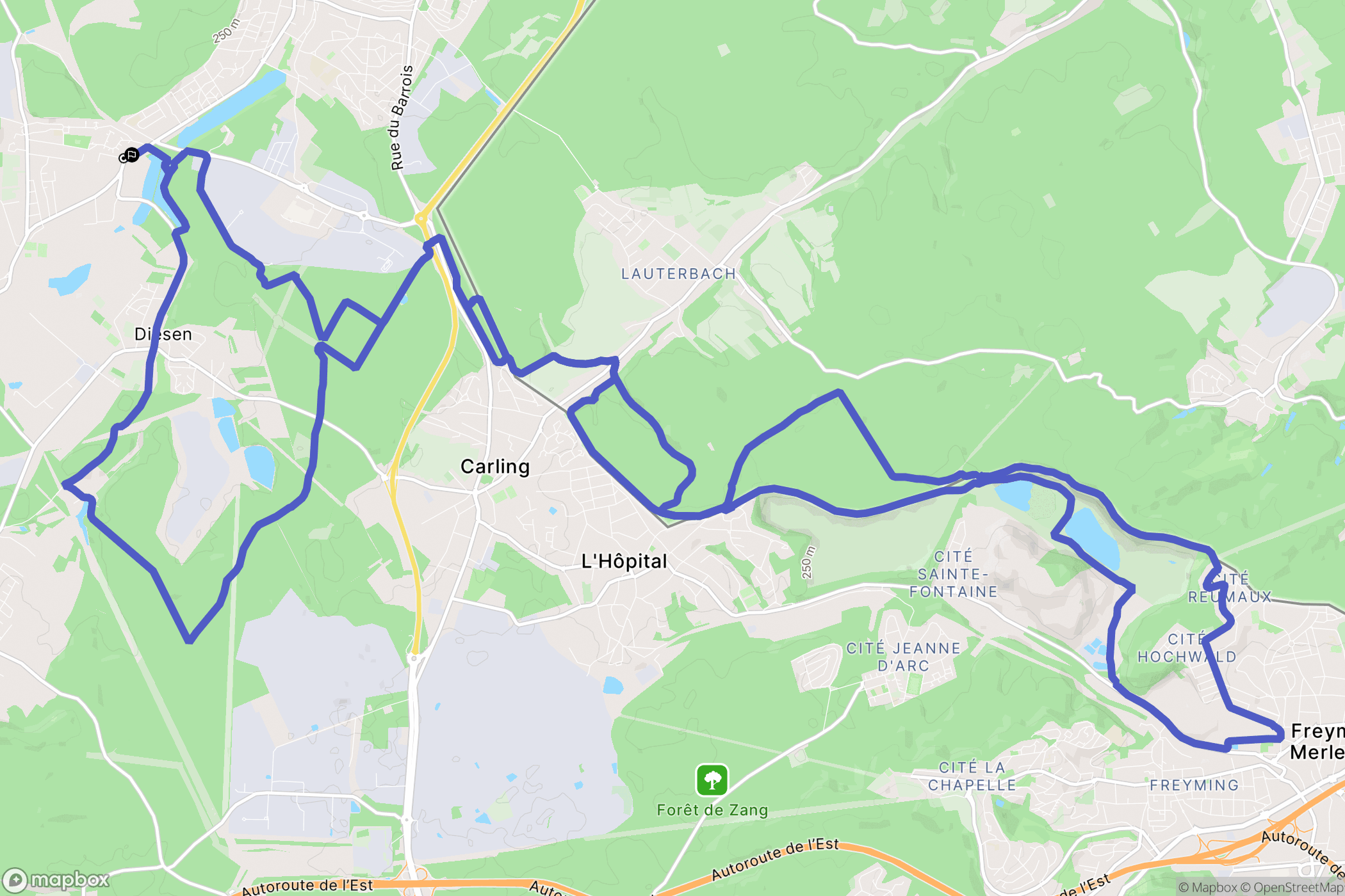 Creutzwald : carte du parcours de randonnée - France