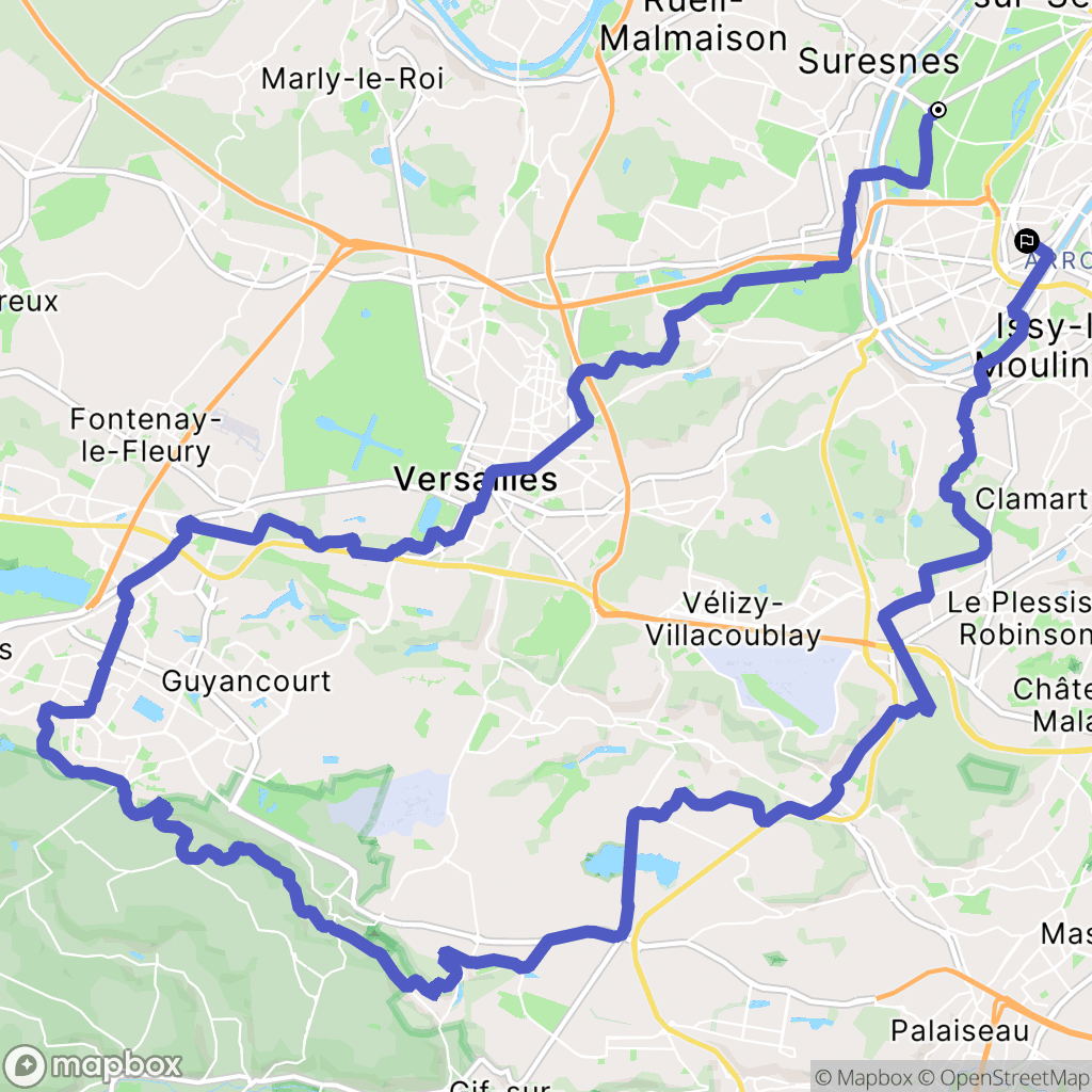Paris : carte du parcours de randonnée - France