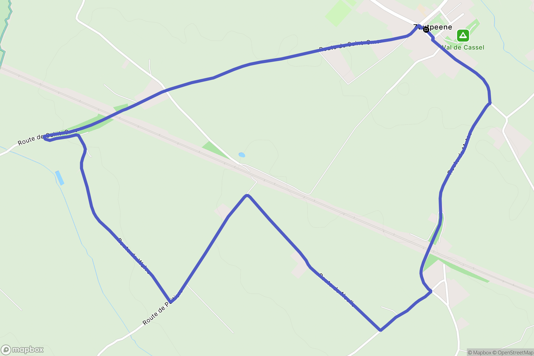 Zuytpeene : carte du parcours de randonnée - France
